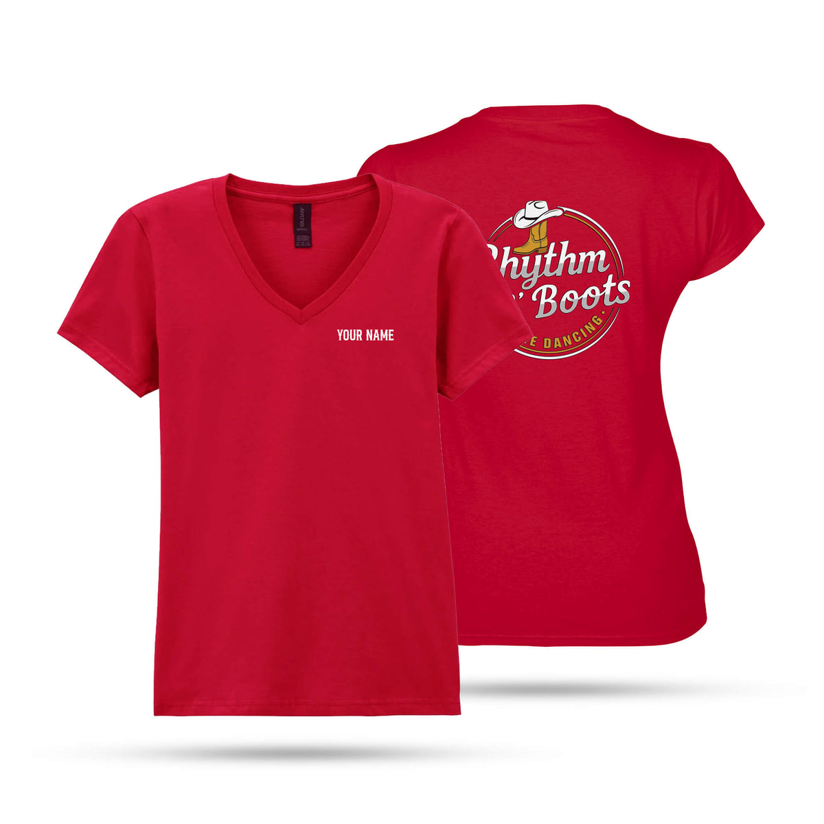 Rhythm n Boots New Collection Ladies V Neck T-Shirt Back Logo