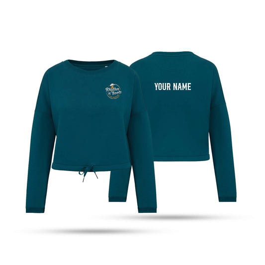 Rhythm n Boots Ladies Oversized Cropped Sweatshirt Left Chest Logo