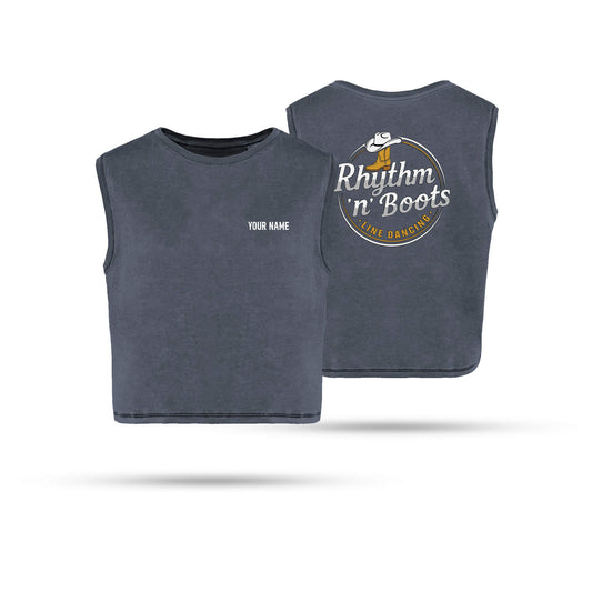 Rhythm n Boots New Collection Ladies Cropped Tank Top Back Logo