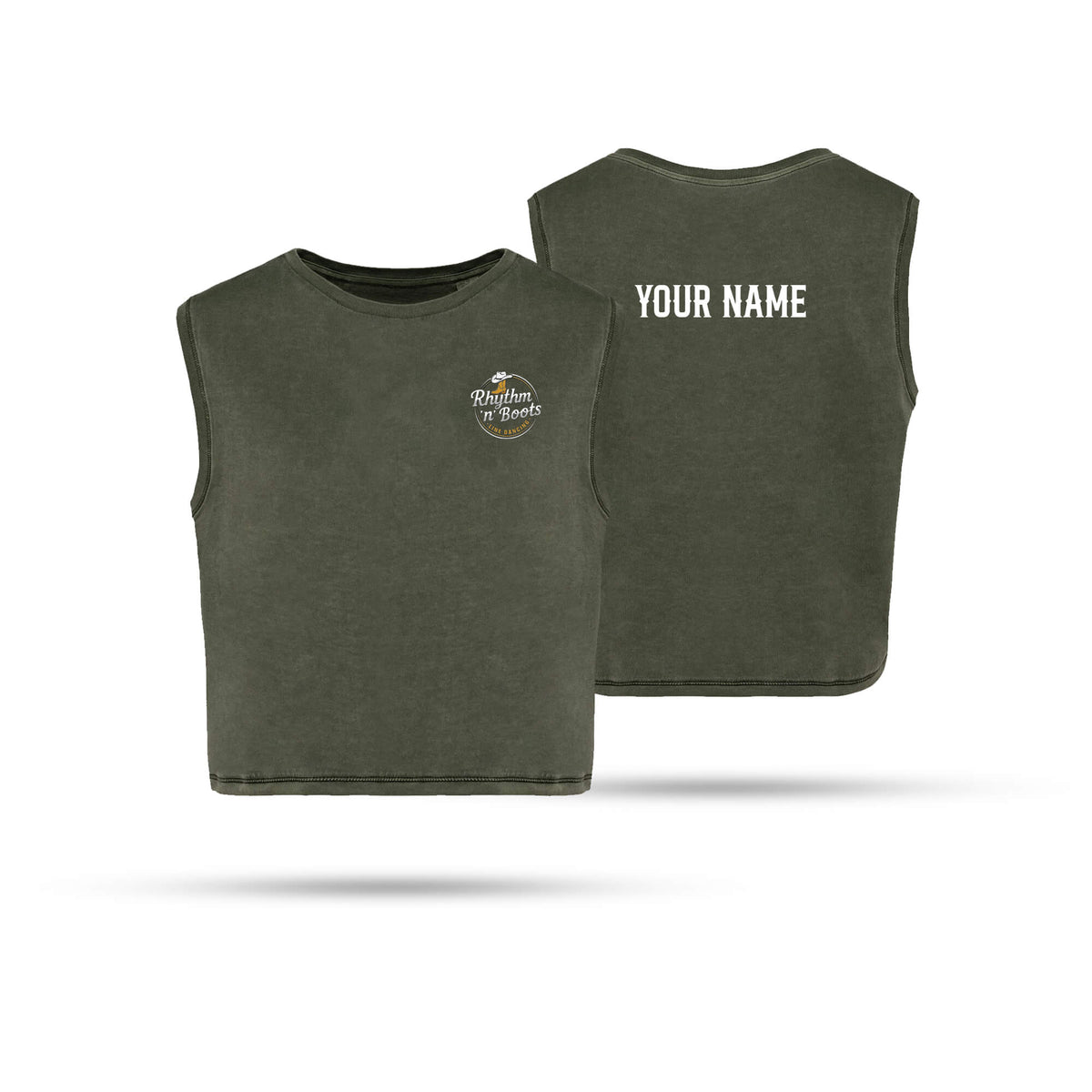 Rhythm n Boots  Ladies Cropped Tank Top Chest Logo
